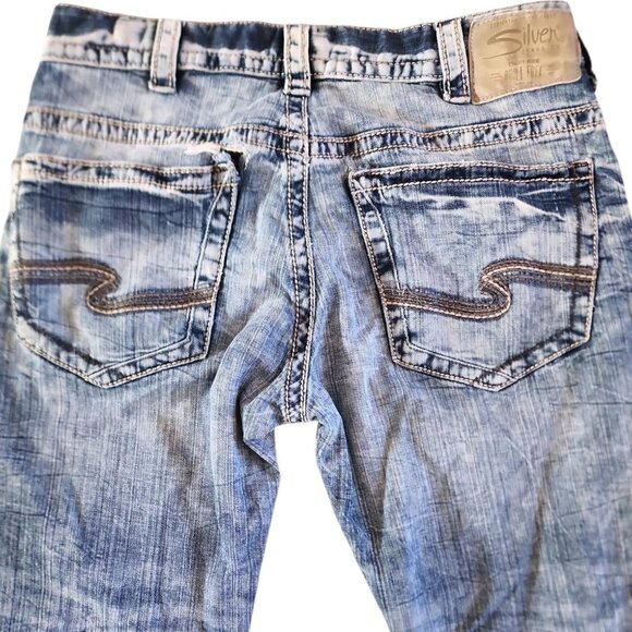 Heavily Distressed Vintage Silver Jeans size 33x32 - Picture 5 of 8